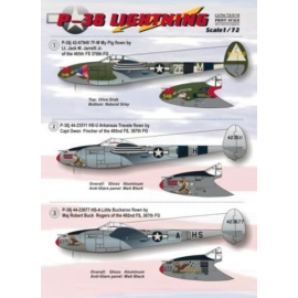  Decalcomania Lockheed P-38H/P-38J Lightning Part 1 (12) H 161 'Screaming Kid' 432FS; 208 'Pluto' 12FS New Guinea; J 7F-M 'My Pi