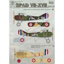 Decalcomania Spads 1. SPAD Xll S444 of Lt Gabriel Guerin, SPA15, Spring 19182. SPAD Vll S401 of Lt. Albert Deullin, SPA73, 