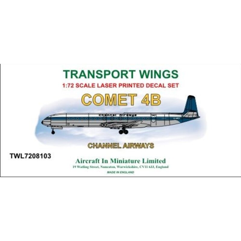 Decalcomania Comet 4B decal set - Canale Airways 1/72 - AIM - Ali Trasporti L7208103