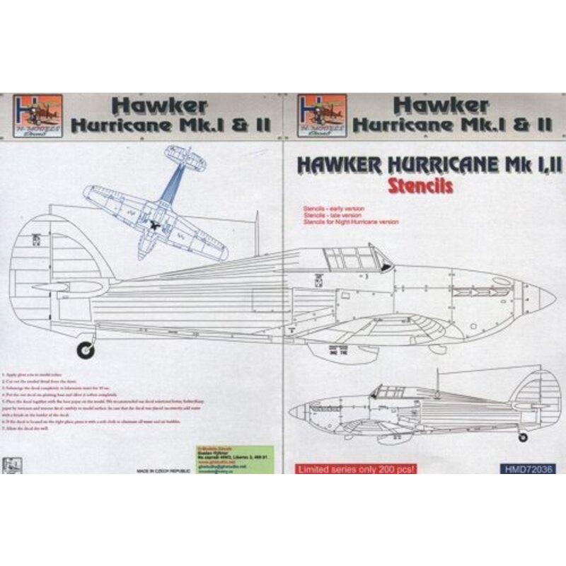 Decalcomania Hawker Hurricane Mk.I / Mk.II stampini 1/72 - H-D72036 Decals Modello