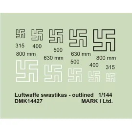 Decalcomania Luftwaffe Swastikas, Outlined (size: 315;400;500;630;800 mm), 2 sets