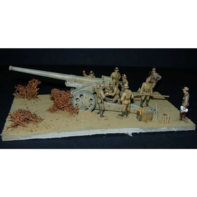 Re-released! Italian heavy gun WWII (1 gun with 9 artillery crew figures) moulded in hard plastic