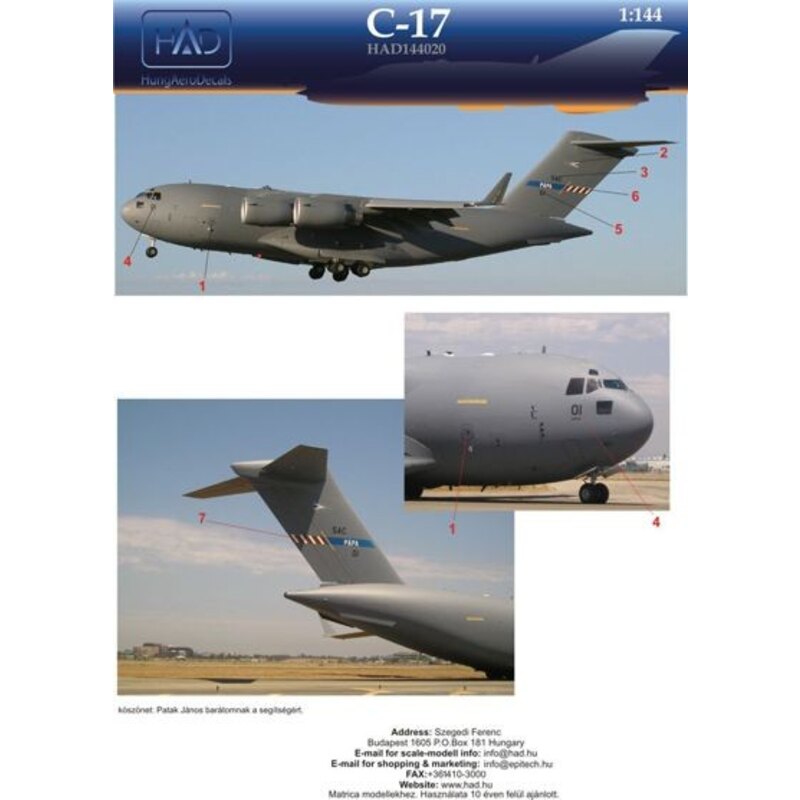 Decalcomania Boeing C -17 ( Magyar )