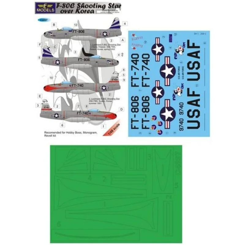 Decalcomania Lockheed F-80C Shooting Star sulla Corea (progettato con Hobby Farming To Be Boss, Revell Monogram e kit)