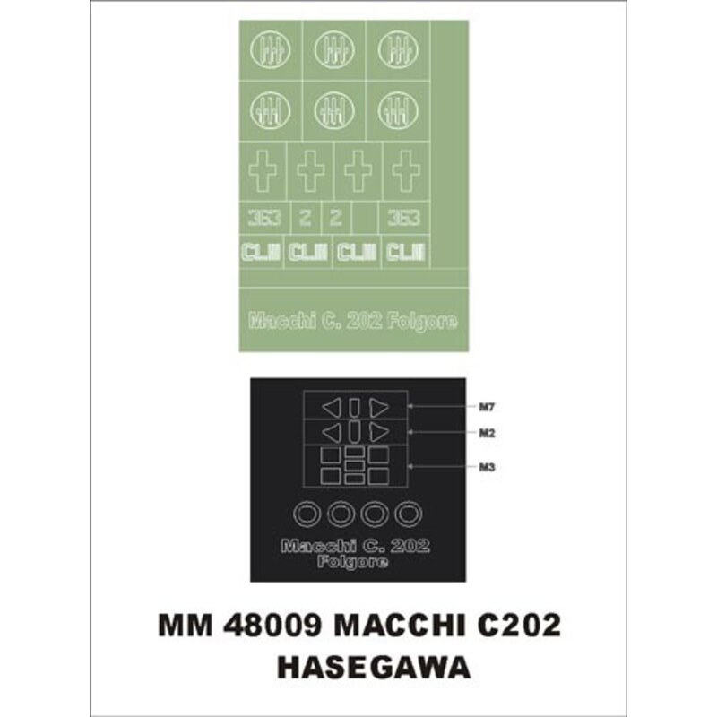 Macchi C.202 1 maschere baldacchino (esterni) + 1 maschera insegne (progettato per essere Coltivando con i kit Hasegawa)