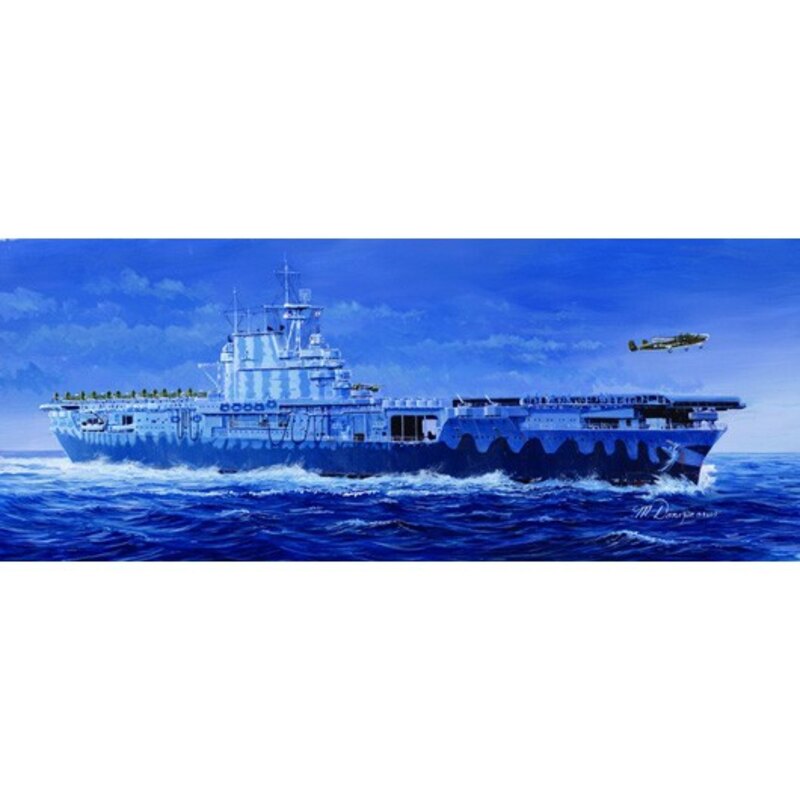 USS Hornet CV-8 with blue vac-formed sea base