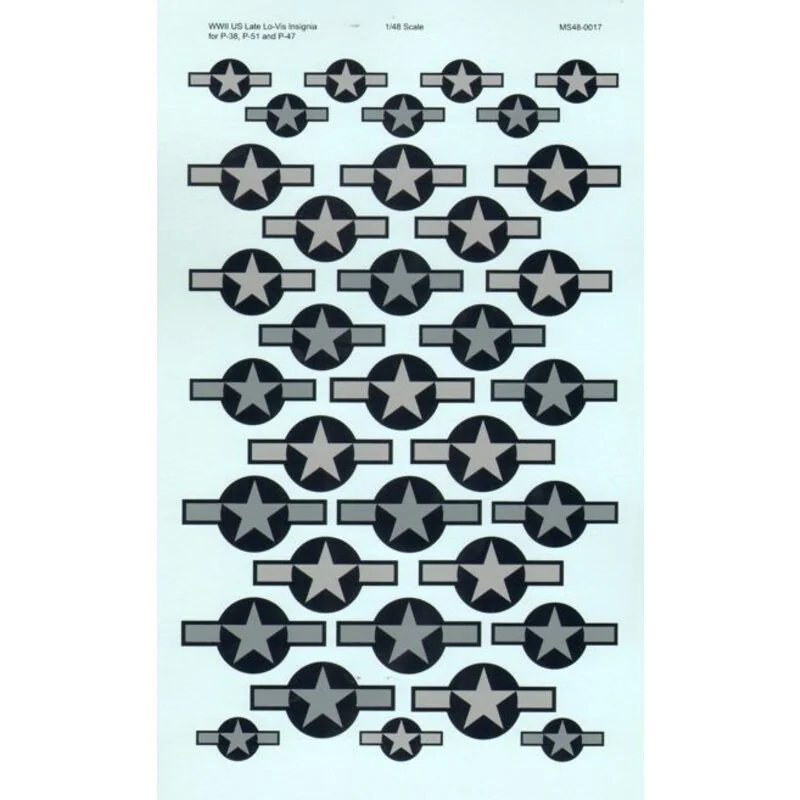 Decalcomania WWII US Insignia Lat Lo- Vis per Lockheed Lampo P - 38s e lAmerican P- 51Ds Mustangs Nord - Republic P- 47Ss Thunde