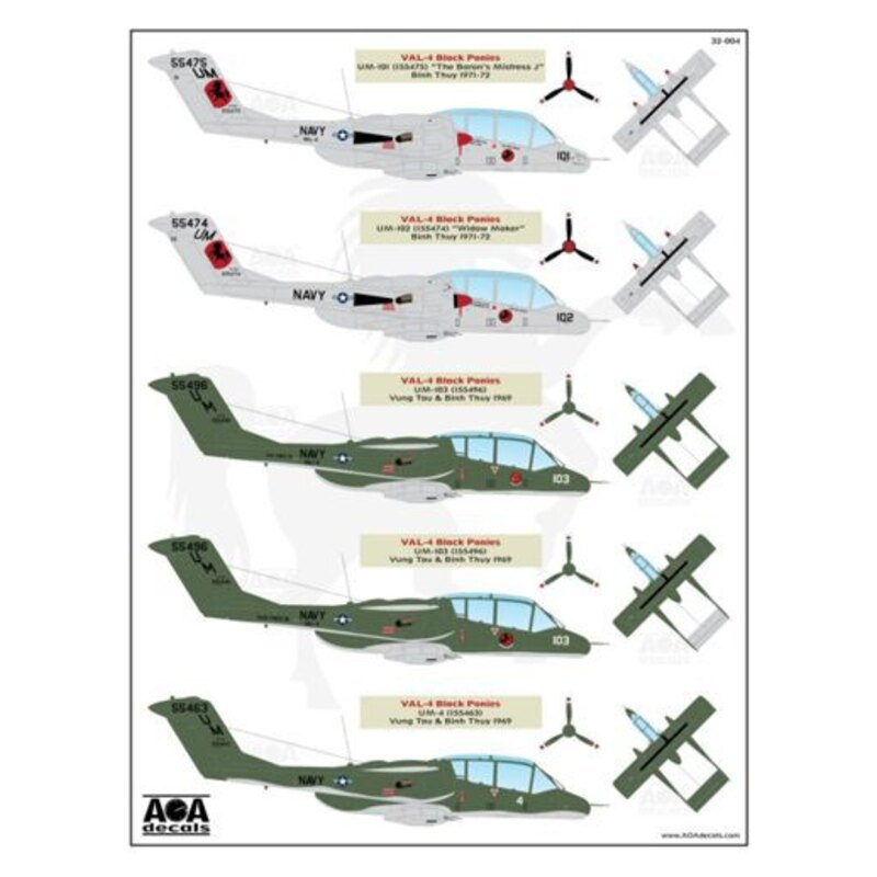 Decalcomania Nord-Americana / Rockwell OV-10A Bronco Nero pony e altro Broncos - USN / USMC OV-10A Broncos nella Guerra del Viet