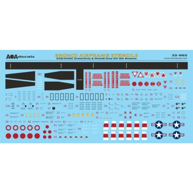 Decalcomania Nord-Americana / Rockwell OV-10A Bronco di cellule Stencil - USN / USMC verde / grigio e grigio In generale OV-10A 