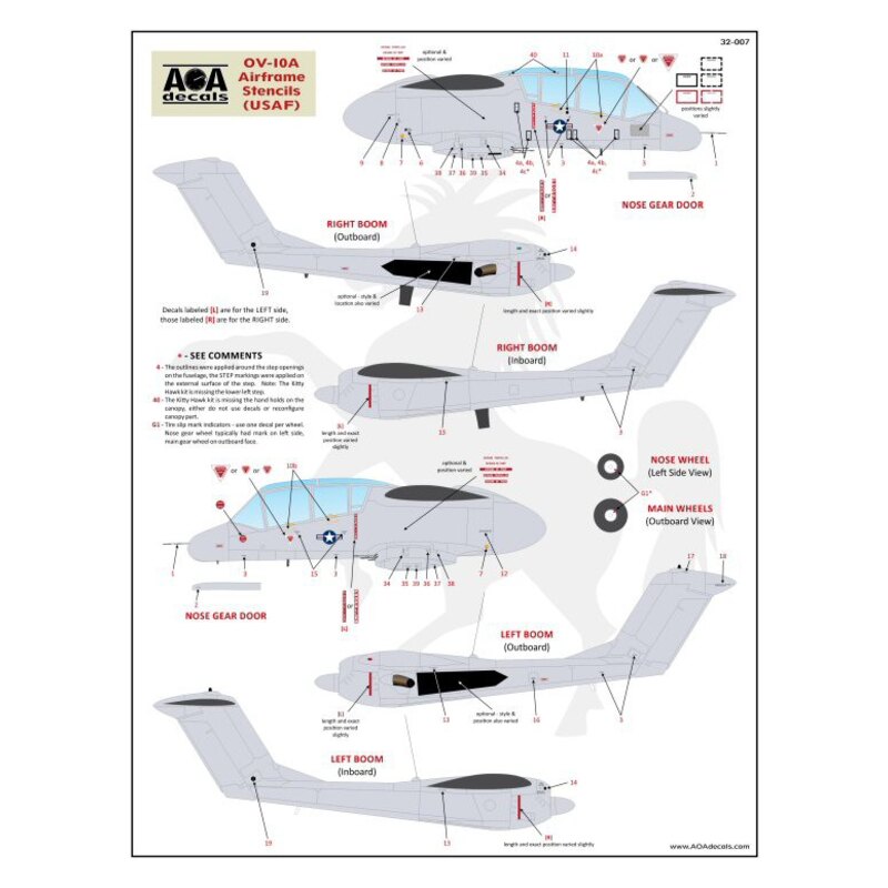 Decalcomania Nord-Americana / Rockwell OV-10A Broncos stencil cellula (high-viz)