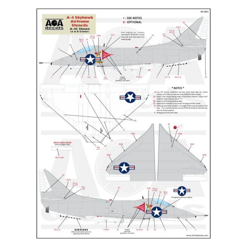 Decalcomania Douglas Skyhawk della cellula Stencil (Hi-Viz) - A-4A / A- $ B / A-4C / A-4E / A-4F / A-4L / A-4M