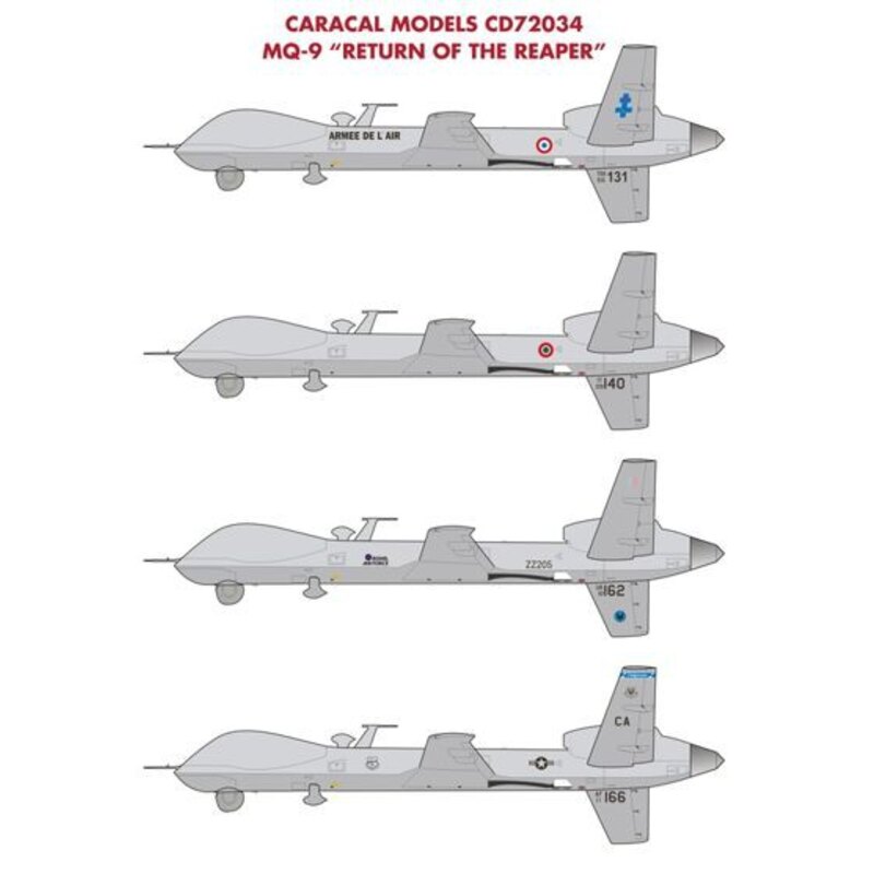 Decalcomania MQ-9 Return of the Reaper Otto marcatura opzioni per il MQ-9 Reaper veicolo aereo senza equipaggio, tra cui Royal A