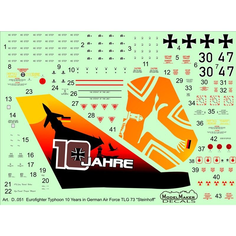 Decalcomania Eurofighter Typhoon 10 anni in tedesco Air Force TLG 73 Steinhoff