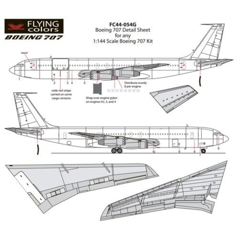 Decalcomania Boeing 707 Particolare Sheet (pannelli grigio Inspar)