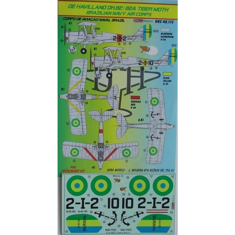 Decalcomania de Havilland DH.82 / DH.82A Tiger Moth (brasiliano Navy Air Corps) (progettato per essere utilizzato con i kit SMER