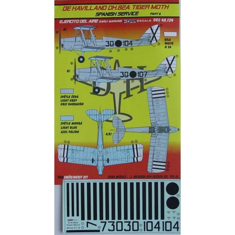 Decalcomania de Havilland Tiger Moth DH.82A (Service spagnolo) (progettato per essere utilizzato con i kit SMER) Parte II