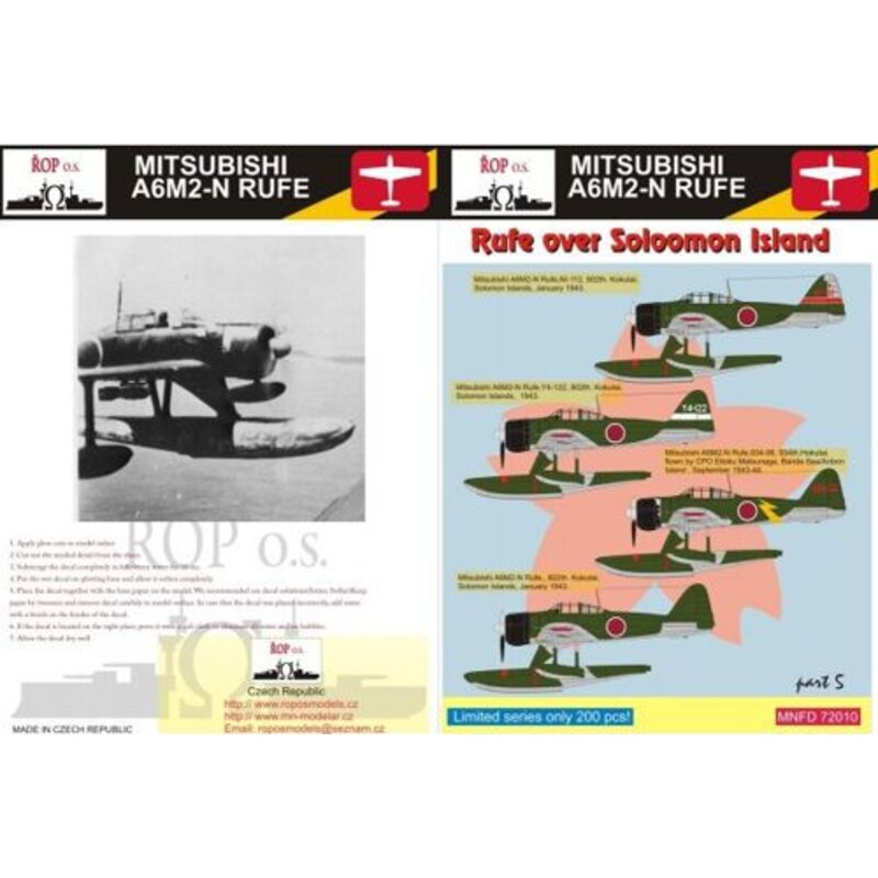 Decalcomania Mitsubishi A6M2 modello 21-N Rufe - Rufe su Isole Salomone