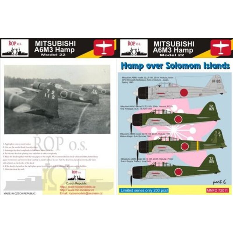 Decalcomania Mitsubishi A6M3 Hamp modello 32 Zero - Hamp su Isole Salomone parte 1