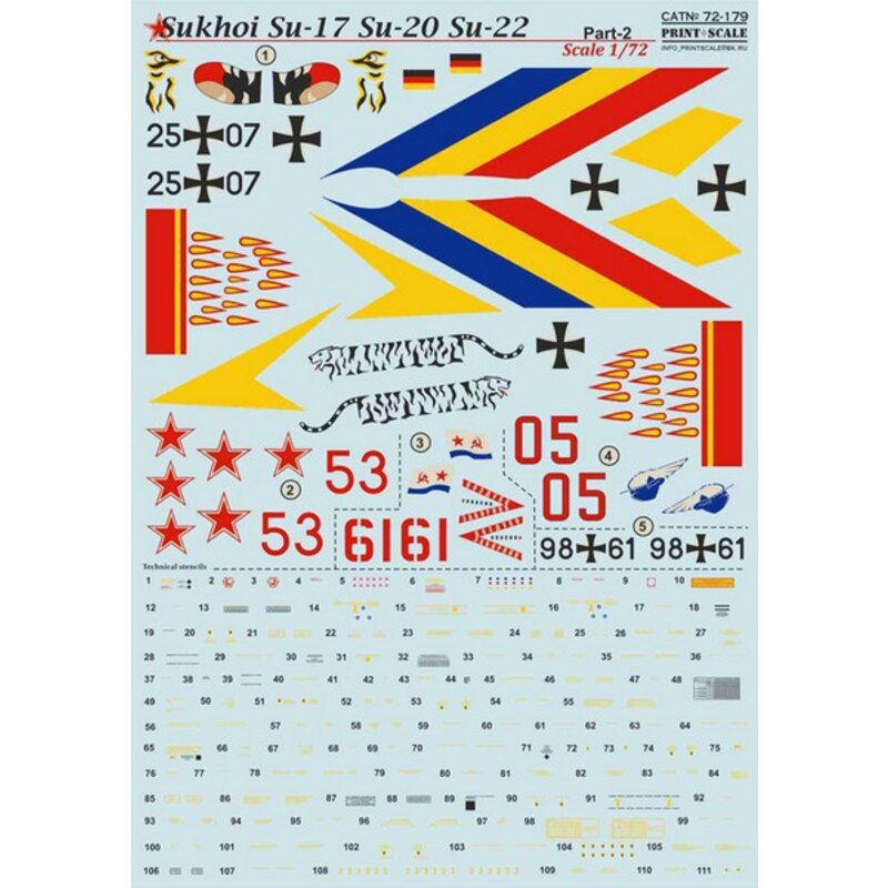 Decalcomania Sukhoi Su-17 / Su-20 / Su-22 Parte 21. Su-22M4 di serie: 25 + 07. Questo a / c ricevuto questo combinazione di colo