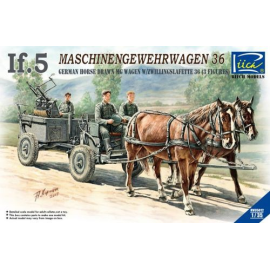 Kit Modello IF.5 Maschinengwehrwagen 36. tedesca trainata da cavalli MG Wagen con Zwillingslafette 36 (3 figure)