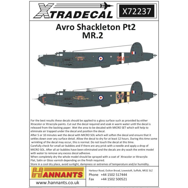 Decalcomania Avro Shackleton MR.2 Pt 2 (5) WG557 Impero prova piloti Scuola Farnborough 1964 DSG / Bianco - WG557 TL 228 Sqn RAF