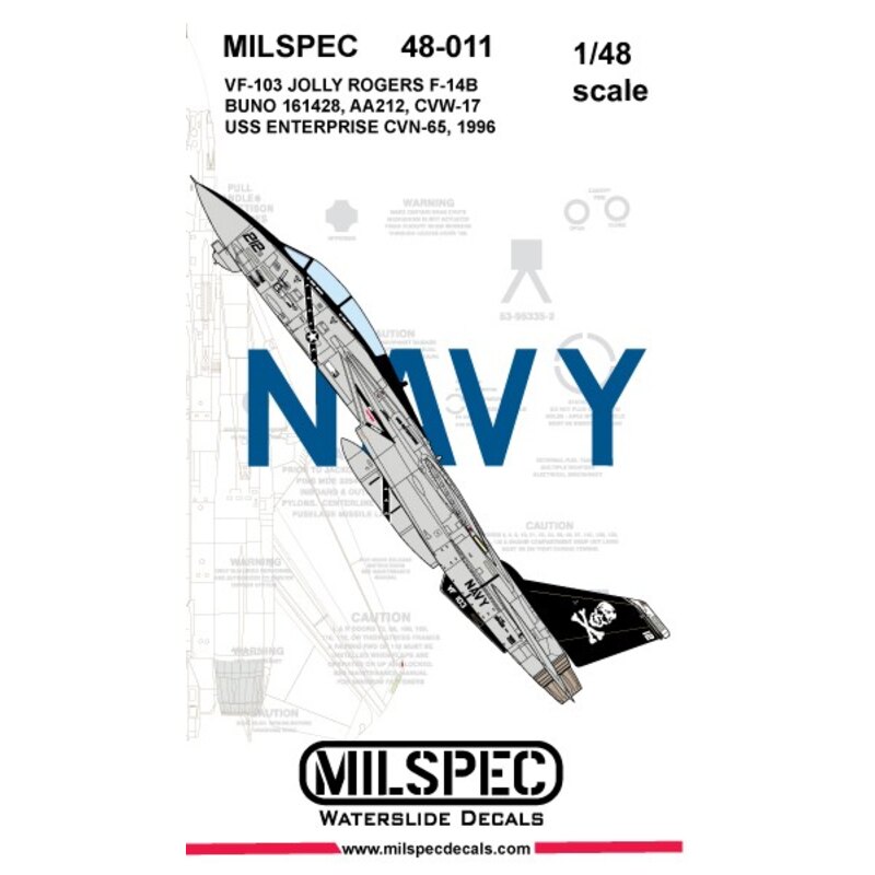 Decalcomania Grumman F-14A Tomcat VF-103 JOLLY ROGERS 1981 USS Nimitz