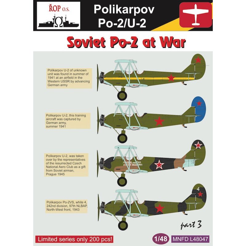 Decalcomania Polikarpov PO-2 / U-2 - russo del PO-2 at War Parte 3