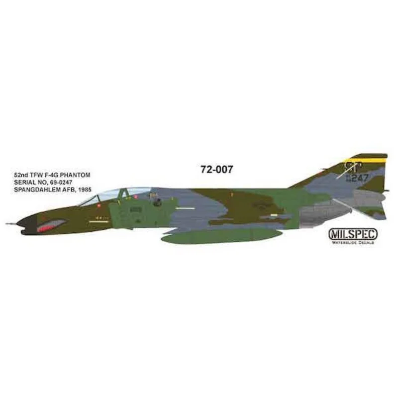 Decalcomania McDonnell F-4G Phantom 52 ° TFW SPANGDAHLM AB 1985