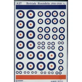 Decalcomania RFC/RAF WWI National Insignia/Roundels various sizes (RAF roundels)