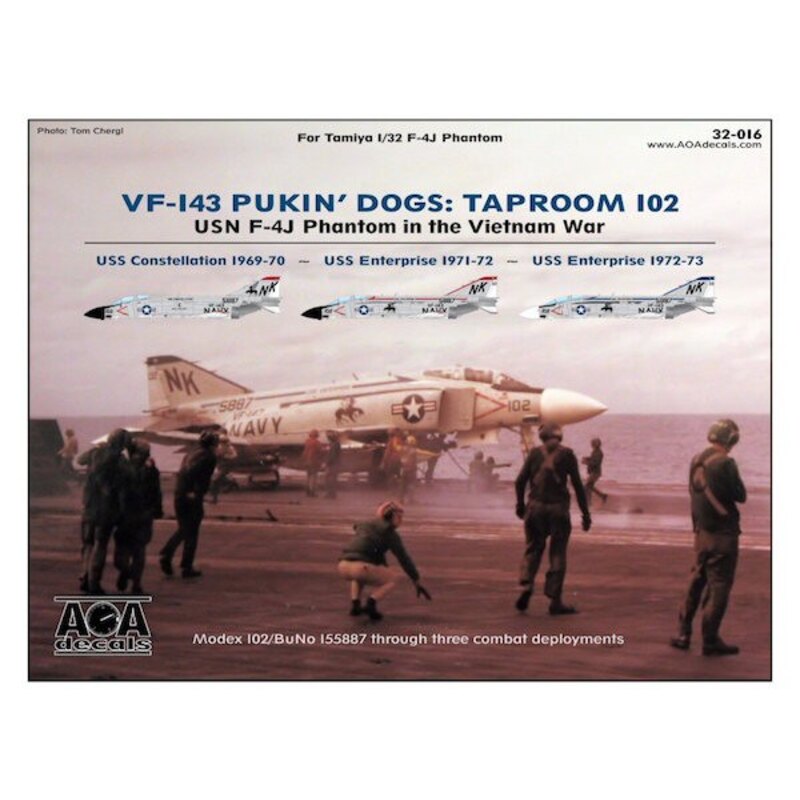 Decalcomania Pukin 'Cani: Taproom 102 - USN McDonnell F-4J Phantom nella guerra del Vietnam. Questo foglio decal copre una speci