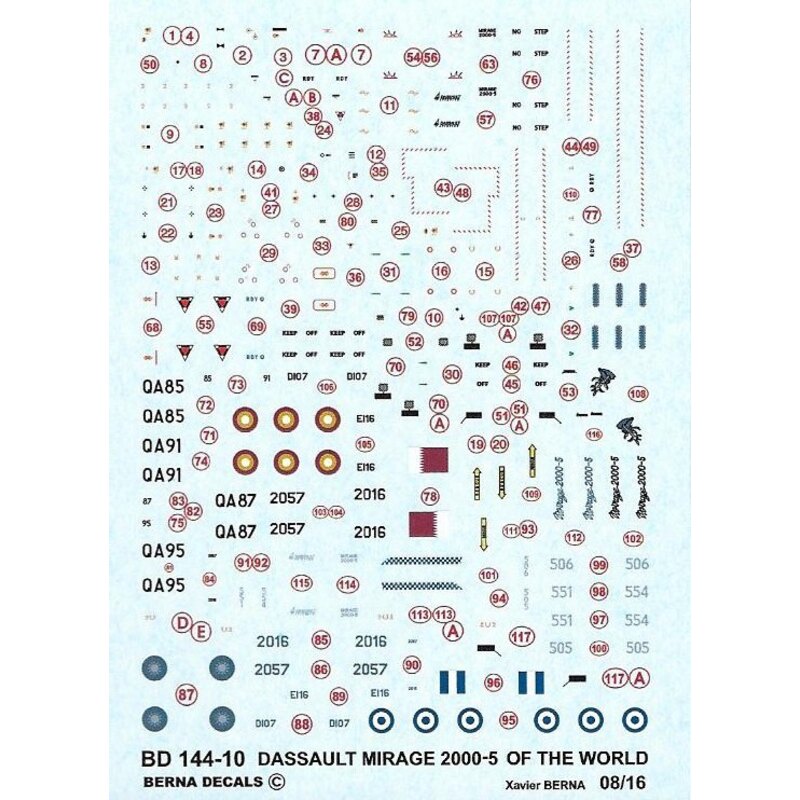 Decalcomania 2 Dassault Mirage 2000-5 del mondo: 2000-5EG n & # 8734-551 05/2010 e n & # 8734-554 11/2011 e 2000-5BG n & # 8734-