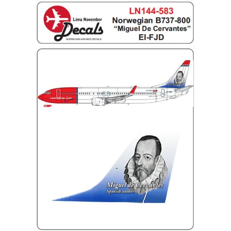 Decalcomania Norvegese Boeing 737-800 EI-FJD Miguel de Cervantes