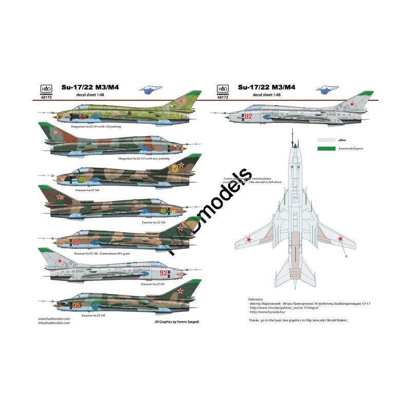 Decalcomania Sukhoi Su-17 / 22M3 / Su-22M4